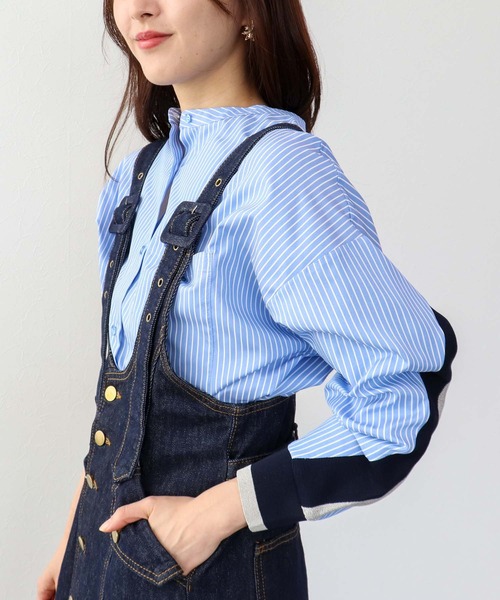 Three Four Time(スリーフォータイム)の「バックヨークテープブラウス(シャツ/ブラウス・レディース・ピンク/オフホワイト/ブルー・FREE)」の2枚目の写真