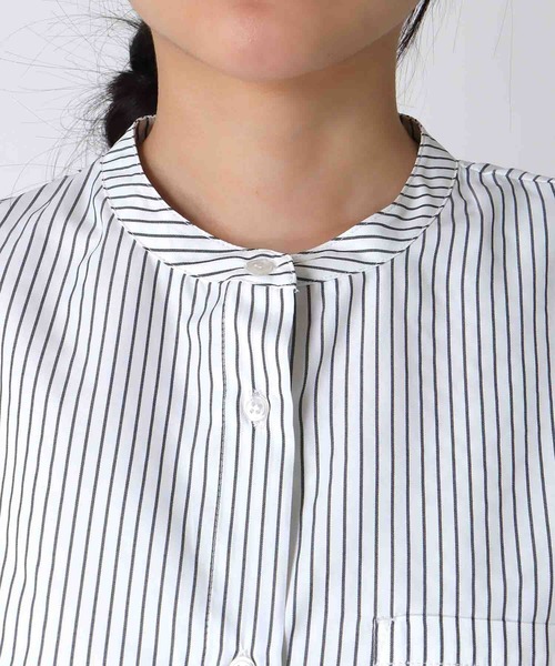 Three Four Time(スリーフォータイム)の「バックヨークテープブラウス(シャツ/ブラウス・レディース・ピンク/オフホワイト/ブルー・FREE)」の6枚目の写真