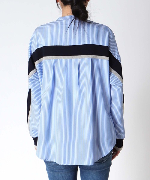 Three Four Time(スリーフォータイム)の「バックヨークテープブラウス(シャツ/ブラウス・レディース・ピンク/オフホワイト/ブルー・FREE)」の10枚目の写真