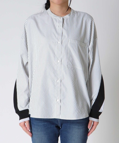 Three Four Time(スリーフォータイム)の「バックヨークテープブラウス(シャツ/ブラウス・レディース・ピンク/オフホワイト/ブルー・FREE)」の16枚目の写真