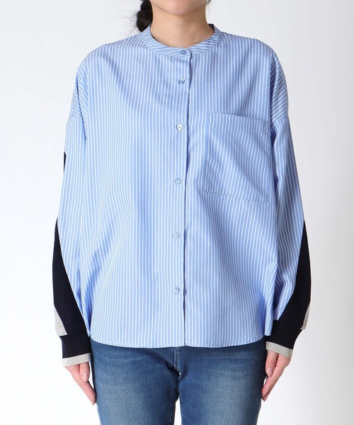 Three Four Time(スリーフォータイム)の「バックヨークテープブラウス(シャツ/ブラウス・レディース・ピンク/オフホワイト/ブルー・FREE)」の17枚目の写真