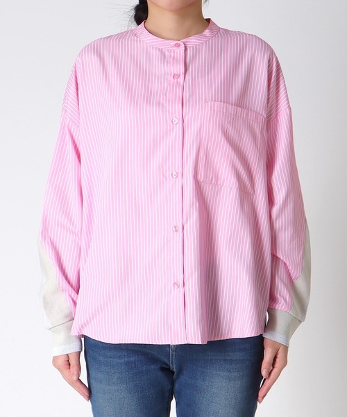 Three Four Time(スリーフォータイム)の「バックヨークテープブラウス(シャツ/ブラウス・レディース・ピンク/オフホワイト/ブルー・FREE)」の15枚目の写真