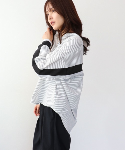 Three Four Time(スリーフォータイム)の「バックヨークテープブラウス(シャツ/ブラウス・レディース・ピンク/オフホワイト/ブルー・FREE)」の18枚目の写真