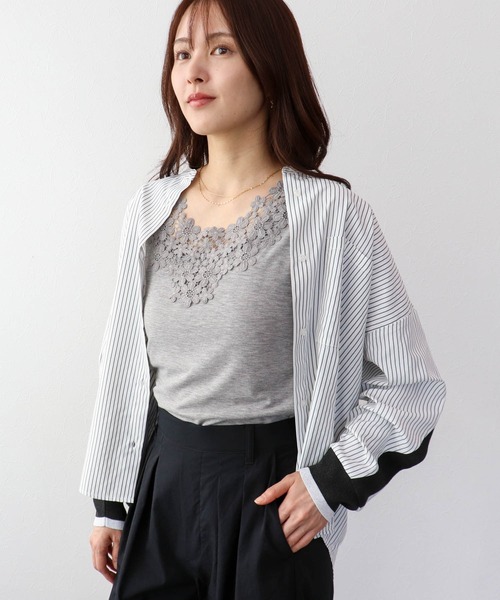 Three Four Time(スリーフォータイム)の「バックヨークテープブラウス(シャツ/ブラウス・レディース・ピンク/オフホワイト/ブルー・FREE)」の20枚目の写真