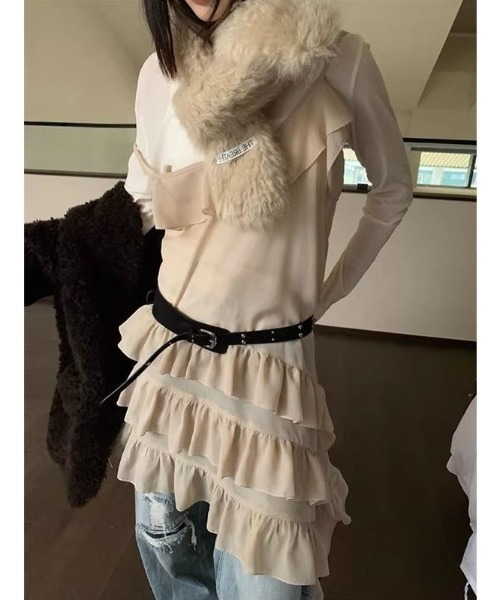 LADY LIKE(レディライク)の「イレギュラーヘムシアーキャミワンピース(ワンピース・レディース・グレー/アイボリー・M)」の18枚目の写真