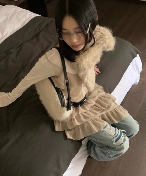 LADY LIKE(レディライク)の「イレギュラーヘムシアーキャミワンピース(ワンピース・レディース・グレー/アイボリー・M)」の21枚目の写真