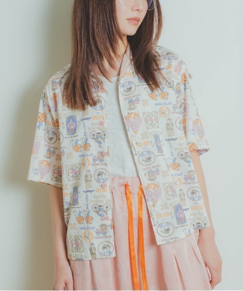 GO TO HOLLYWOOD(ゴートゥーハリウッド)の「Satin Shirt(シャツ/ブラウス・レディース・ブラック/オフホワイト・M/L)」の5枚目の写真