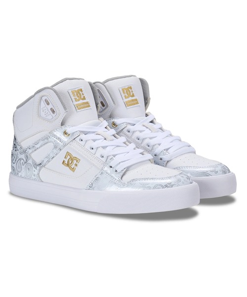 DC SHOES(ディーシーシューズ)の「DC SHOES メンズ PURE HIGH-TOP SE SN フットウェア スニーカー 【2026年春夏モデル】/DCハイカットロゴスニーカー(スニーカー・メンズ・ホワイト系その他/ホワイト×ゴールド・23cm/23.5cm/24cm/24.5cm/25cm/25.5cm/26cm/26.5cm/27cm/27.5cm/28cm/28.5cm/29cm/30cm)」の2枚目の写真