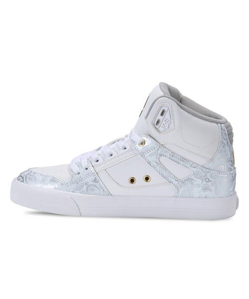 DC SHOES(ディーシーシューズ)の「DC SHOES メンズ PURE HIGH-TOP SE SN フットウェア スニーカー 【2026年春夏モデル】/DCハイカットロゴスニーカー(スニーカー・メンズ・ホワイト系その他/ホワイト×ゴールド・23cm/23.5cm/24cm/24.5cm/25cm/25.5cm/26cm/26.5cm/27cm/27.5cm/28cm/28.5cm/29cm/30cm)」の6枚目の写真