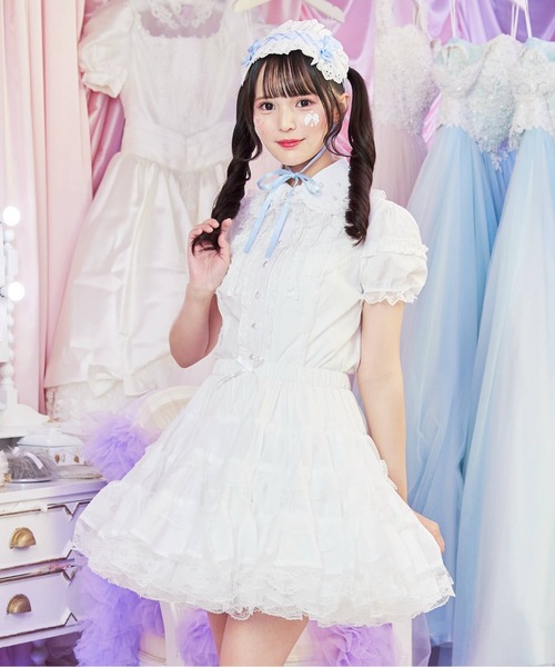 BODYLINE(ボディライン)の「ミディ丈ボリューミーレースパニエ(スカート・レディース・ホワイト/オフホワイト/ブラック・M)」の1枚目の写真