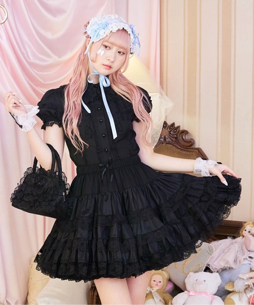 BODYLINE(ボディライン)の「ミディ丈ボリューミーレースパニエ(スカート・レディース・ホワイト/オフホワイト/ブラック・M)」の3枚目の写真