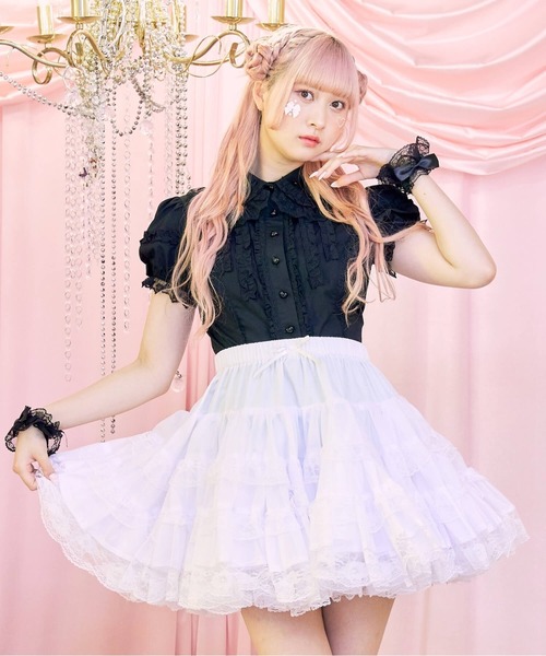 BODYLINE(ボディライン)の「ミディ丈ボリューミーレースパニエ(スカート・レディース・ホワイト/オフホワイト/ブラック・M)」の11枚目の写真