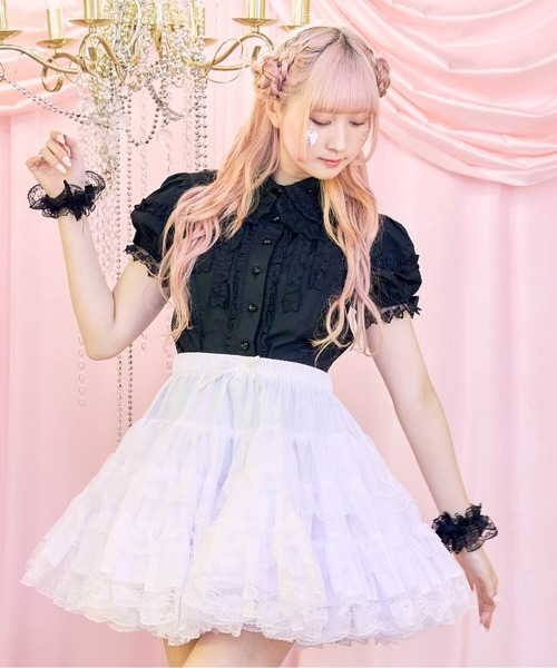 BODYLINE(ボディライン)の「ミディ丈ボリューミーレースパニエ(スカート・レディース・ホワイト/オフホワイト/ブラック・M)」の12枚目の写真