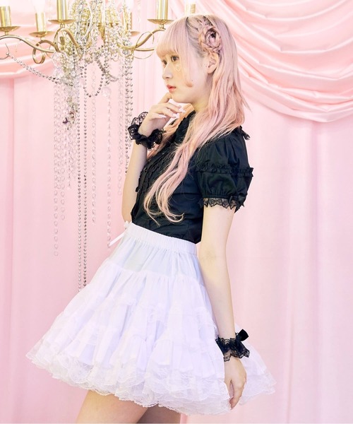 BODYLINE(ボディライン)の「ミディ丈ボリューミーレースパニエ(スカート・レディース・ホワイト/オフホワイト/ブラック・M)」の13枚目の写真