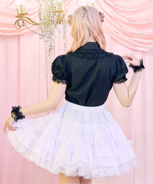 BODYLINE(ボディライン)の「ミディ丈ボリューミーレースパニエ(スカート・レディース・ホワイト/オフホワイト/ブラック・M)」の14枚目の写真