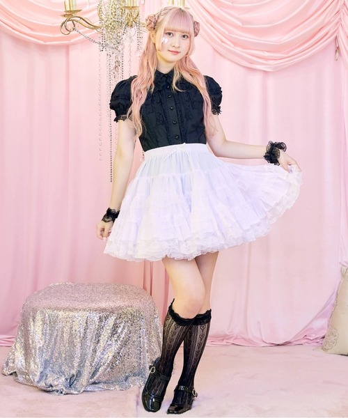BODYLINE(ボディライン)の「ミディ丈ボリューミーレースパニエ(スカート・レディース・ホワイト/オフホワイト/ブラック・M)」の15枚目の写真