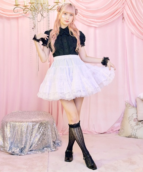 BODYLINE(ボディライン)の「ミディ丈ボリューミーレースパニエ(スカート・レディース・ホワイト/オフホワイト/ブラック・M)」の16枚目の写真