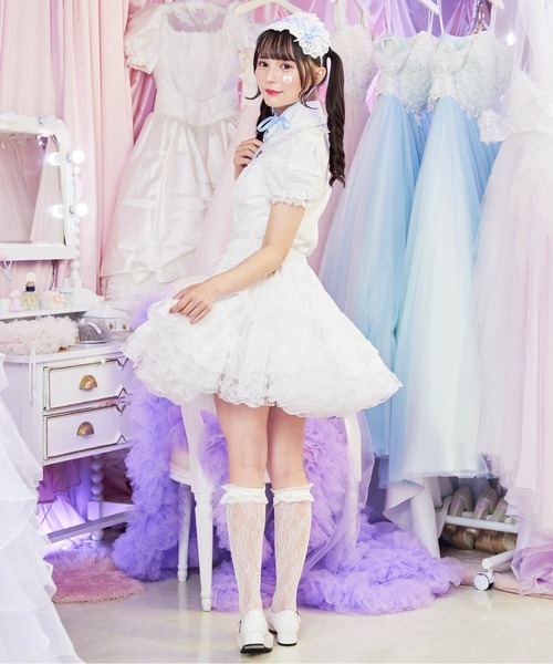 BODYLINE(ボディライン)の「ミディ丈ボリューミーレースパニエ(スカート・レディース・ホワイト/オフホワイト/ブラック・M)」の7枚目の写真
