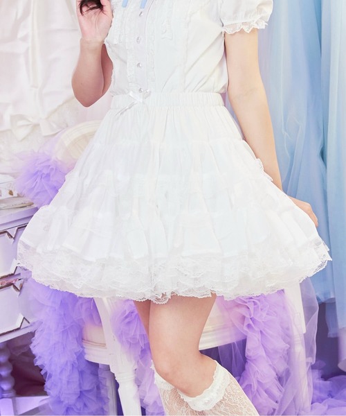 BODYLINE(ボディライン)の「ミディ丈ボリューミーレースパニエ(スカート・レディース・ホワイト/オフホワイト/ブラック・M)」の10枚目の写真