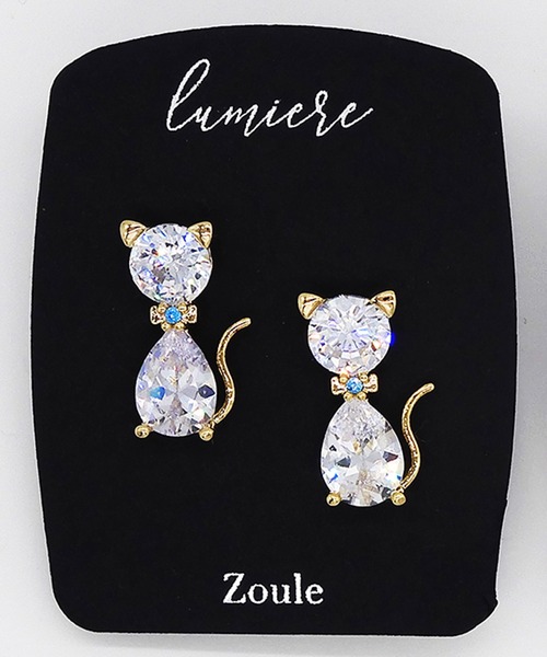 Zoule(ゾーラ)の「Zoule ゾーラ:ネイビーシリーズ jewel cat ジュエル ネコ 猫の日 にゃんにゃんにゃん ねこ ピアス(ピアス(両耳用)・レディース・シルバー/ゴールド・FREE)」の6枚目の写真