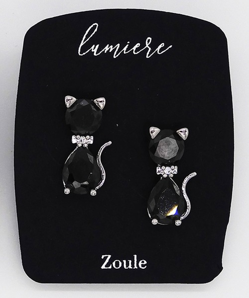 Zoule(ゾーラ)の「Zoule ゾーラ:ネイビーシリーズ jewel cat ジュエル ネコ 猫の日 にゃんにゃんにゃん ねこ ピアス(ピアス(両耳用)・レディース・シルバー/ゴールド・FREE)」の4枚目の写真