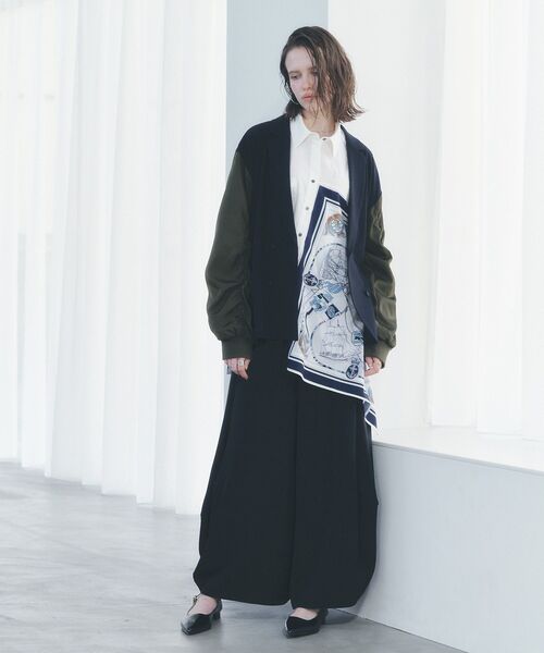 Editt by YECCA VECCA(エディットバイイェッカヴェッカ)の「スカーフデザインアシメシャツ(シャツ/ブラウス・レディース・ストライプ/ホワイト・FREE)」の13枚目の写真