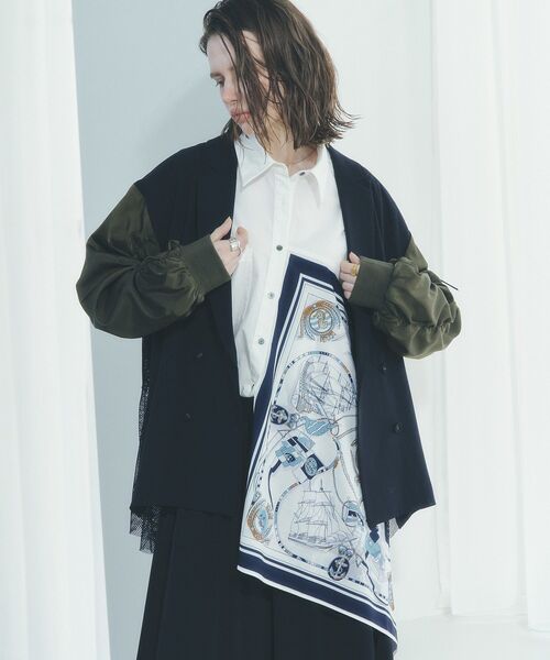 Editt by YECCA VECCA(エディットバイイェッカヴェッカ)の「スカーフデザインアシメシャツ(シャツ/ブラウス・レディース・ストライプ/ホワイト・FREE)」の15枚目の写真