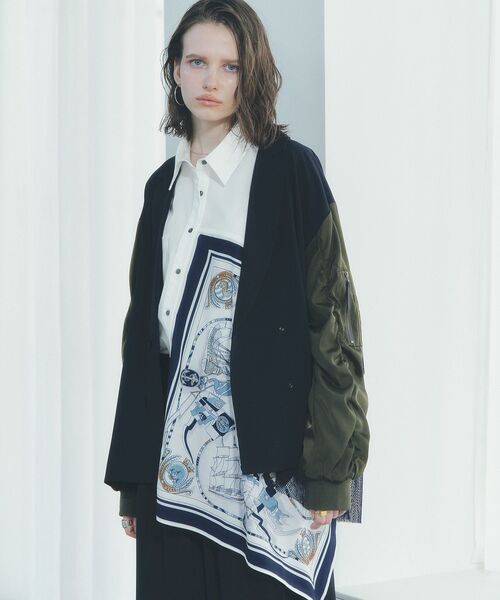 Editt by YECCA VECCA(エディットバイイェッカヴェッカ)の「スカーフデザインアシメシャツ(シャツ/ブラウス・レディース・ストライプ/ホワイト・FREE)」の16枚目の写真