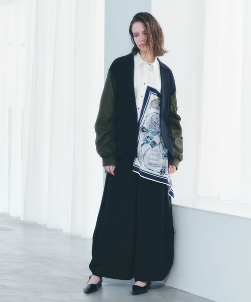 Editt by YECCA VECCA(エディットバイイェッカヴェッカ)の「スカーフデザインアシメシャツ(シャツ/ブラウス・レディース・ストライプ/ホワイト・FREE)」の14枚目の写真