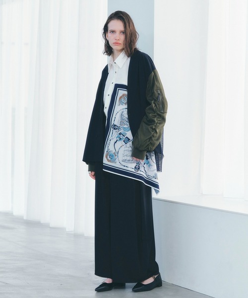 Editt by YECCA VECCA(エディットバイイェッカヴェッカ)の「スカーフデザインアシメシャツ(シャツ/ブラウス・レディース・ストライプ/ホワイト・FREE)」の15枚目の写真