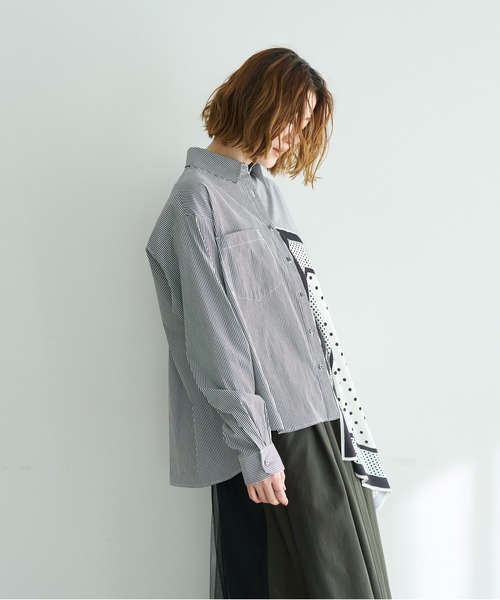 Editt by YECCA VECCA(エディットバイイェッカヴェッカ)の「スカーフデザインアシメシャツ(シャツ/ブラウス・レディース・ストライプ/ホワイト・FREE)」の20枚目の写真