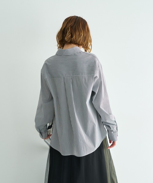 Editt by YECCA VECCA(エディットバイイェッカヴェッカ)の「スカーフデザインアシメシャツ(シャツ/ブラウス・レディース・ストライプ/ホワイト・FREE)」の22枚目の写真