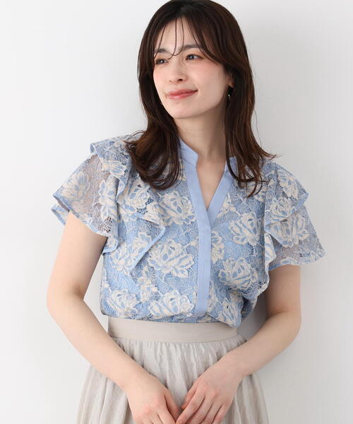 PINKY&DIANNE(ピンキーアンドダイアン)の「◆フラワーレースコンビブラウス(シャツ/ブラウス・レディース・ホワイト/ピンク/ブルー系その他3・38)」の6枚目の写真