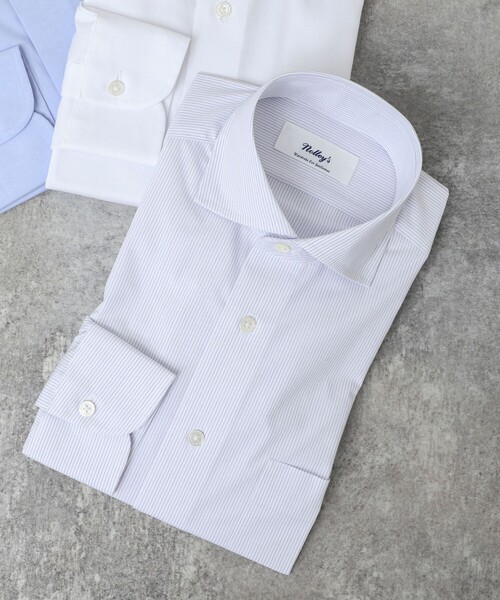 NOLLEY’S（ノーリーズ）の「《ビジカジ対応》イージーアイロンWD 26SS（シャツ/ブラウス・メンズ・ホワイト/ホワイト系その他/ブルー・S/M/L/XL）」の2枚目の写真