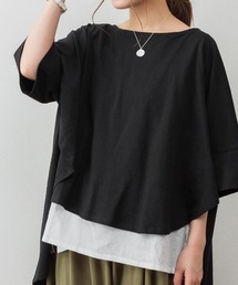 M-5L レイヤード風 ビッグシルエットカットソー 夏服