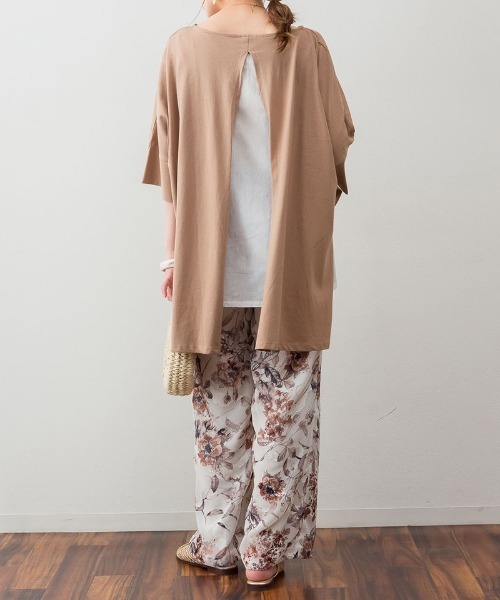 aity(アイティ)の「M-5L レイヤード風 ビッグシルエットカットソー 夏服(Tシャツ/カットソー・レディース・ブラック/カーキ/杢グレー/ブラウン系・4L~5L/LL~3L/M~L)」の12枚目の写真