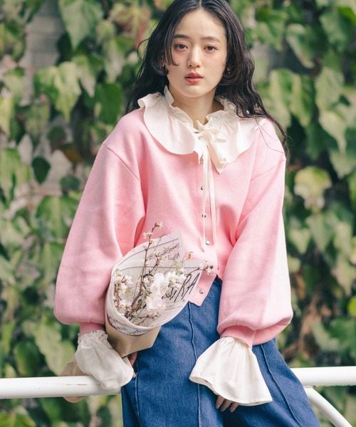 RAGEBLUE（レイジブルー）の「＜Bloomy Yarn Knit＞コットンドルマンニットカーディガン（カーディガン/ボレロ・レディース・グレー/ライトブルー/レッド/ピンク・FREE）」の3枚目の写真