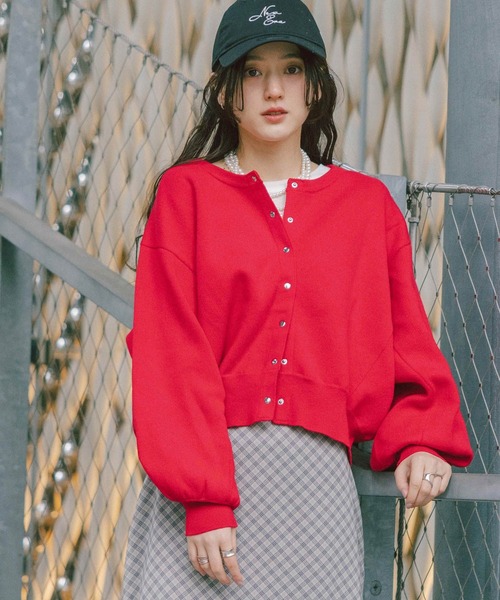 RAGEBLUE（レイジブルー）の「＜Bloomy Yarn Knit＞コットンドルマンニットカーディガン（カーディガン/ボレロ・レディース・グレー/ライトブルー/レッド/ピンク・FREE）」の21枚目の写真