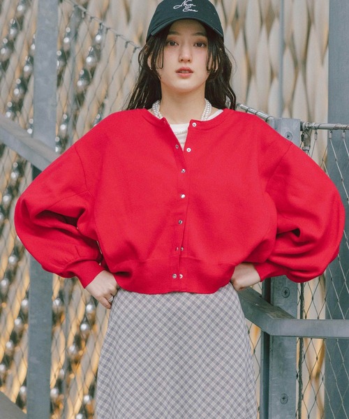 RAGEBLUE（レイジブルー）の「＜Bloomy Yarn Knit＞コットンドルマンニットカーディガン（カーディガン/ボレロ・レディース・グレー/ライトブルー/レッド/ピンク・FREE）」の20枚目の写真