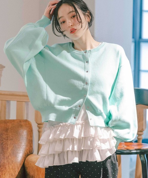 RAGEBLUE（レイジブルー）の「＜Bloomy Yarn Knit＞コットンドルマンニットカーディガン（カーディガン/ボレロ・レディース・グレー/ライトブルー/レッド/ピンク・FREE）」の14枚目の写真