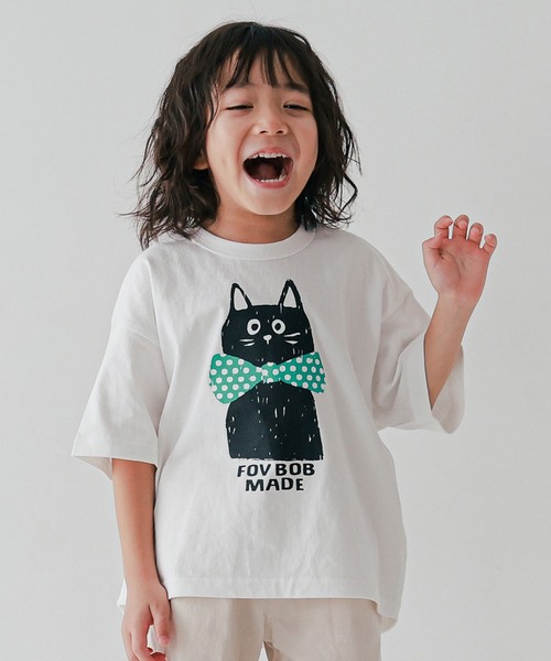 FOV(フォブ)の「フォブ F/B CAT Tシャツ(Tシャツ/カットソー・キッズ・ベージュ系その他/サックスブルー/ホワイト・130cm/120cm/110cm/100cm/90cm)」の1枚目の写真