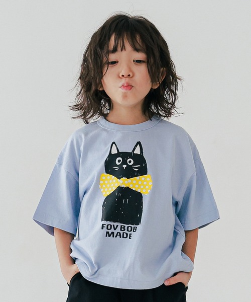 FOV(フォブ)の「フォブ F/B CAT Tシャツ(Tシャツ/カットソー・キッズ・ベージュ系その他/サックスブルー/ホワイト・130cm/120cm/110cm/100cm/90cm)」の2枚目の写真