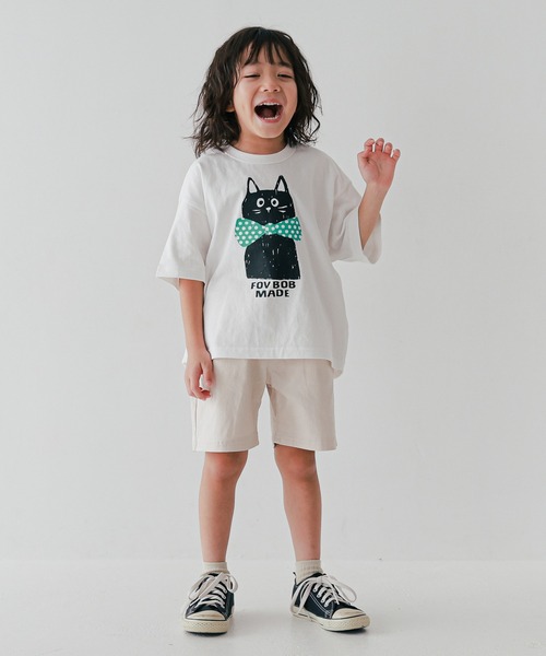 FOV(フォブ)の「フォブ F/B CAT Tシャツ(Tシャツ/カットソー・キッズ・ベージュ系その他/サックスブルー/ホワイト・130cm/120cm/110cm/100cm/90cm)」の4枚目の写真