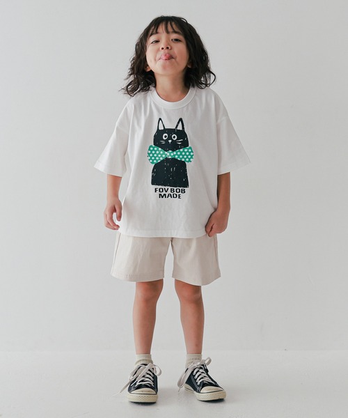 FOV(フォブ)の「フォブ F/B CAT Tシャツ(Tシャツ/カットソー・キッズ・ベージュ系その他/サックスブルー/ホワイト・130cm/120cm/110cm/100cm/90cm)」の5枚目の写真