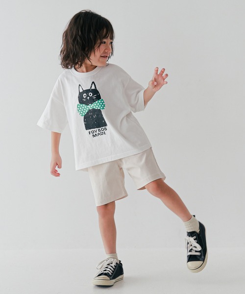 FOV(フォブ)の「フォブ F/B CAT Tシャツ(Tシャツ/カットソー・キッズ・ベージュ系その他/サックスブルー/ホワイト・130cm/120cm/110cm/100cm/90cm)」の6枚目の写真