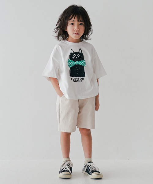 FOV(フォブ)の「フォブ F/B CAT Tシャツ(Tシャツ/カットソー・キッズ・ベージュ系その他/サックスブルー/ホワイト・130cm/120cm/110cm/100cm/90cm)」の9枚目の写真
