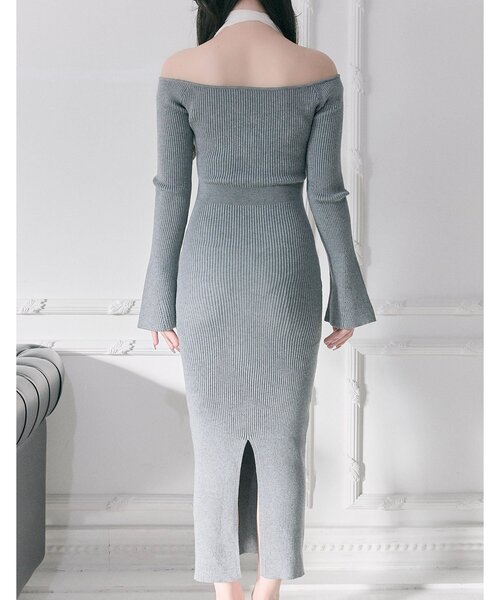 Belle Charme】Neck Ribbon Mermaid Knit Onepiece 【公式通販】