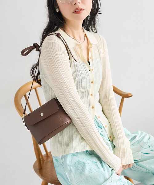 FREAK'S STORE(フリークスストア)の「シアー リブニット ポロカーディガン/サマーニット(カーディガン/ボレロ・レディース・ラベンダー/ブラック/ブルーグリーン/オフホワイト・フリ-)」の9枚目の写真
