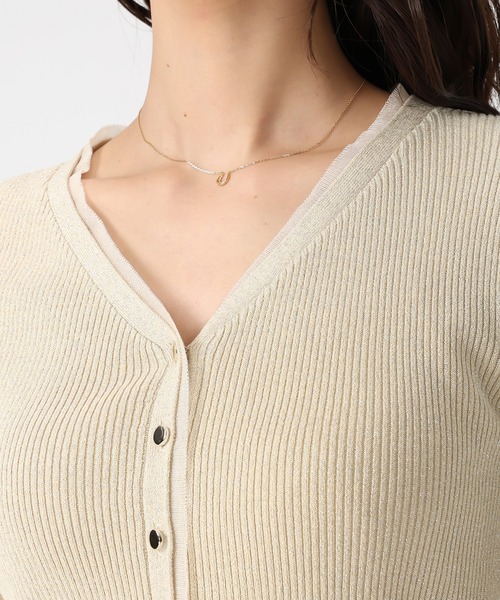 MISCH MASCH（ミッシュマッシュ）の「2026春夏新作 ラメシアーペプラムカーディガン（カーディガン/ボレロ・レディース・ピンク/イエロー/ネイビー・ﾌﾘ-）」の21枚目の写真