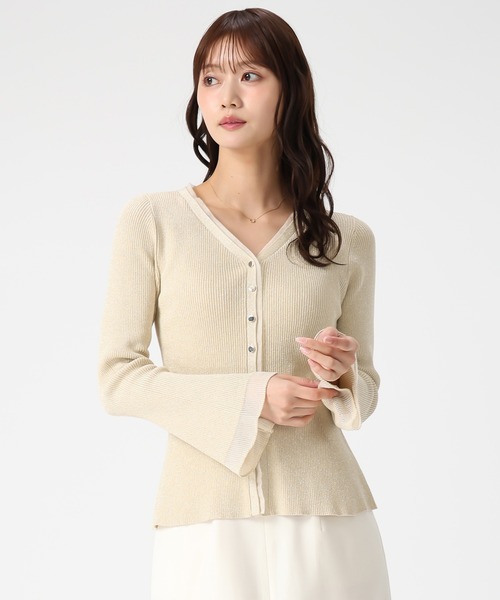 MISCH MASCH（ミッシュマッシュ）の「2026春夏新作 ラメシアーペプラムカーディガン（カーディガン/ボレロ・レディース・ピンク/イエロー/ネイビー・ﾌﾘ-）」の15枚目の写真